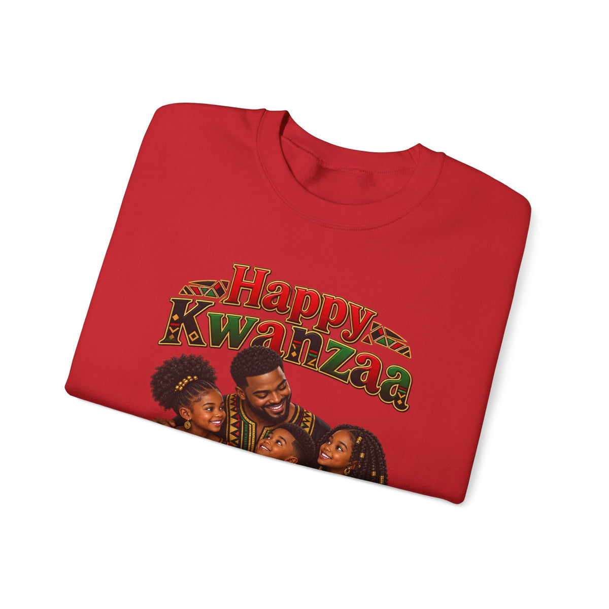 Kwanzaa Sweatshirt — "Happy Kwanzaa" Family Celebration Crewneck