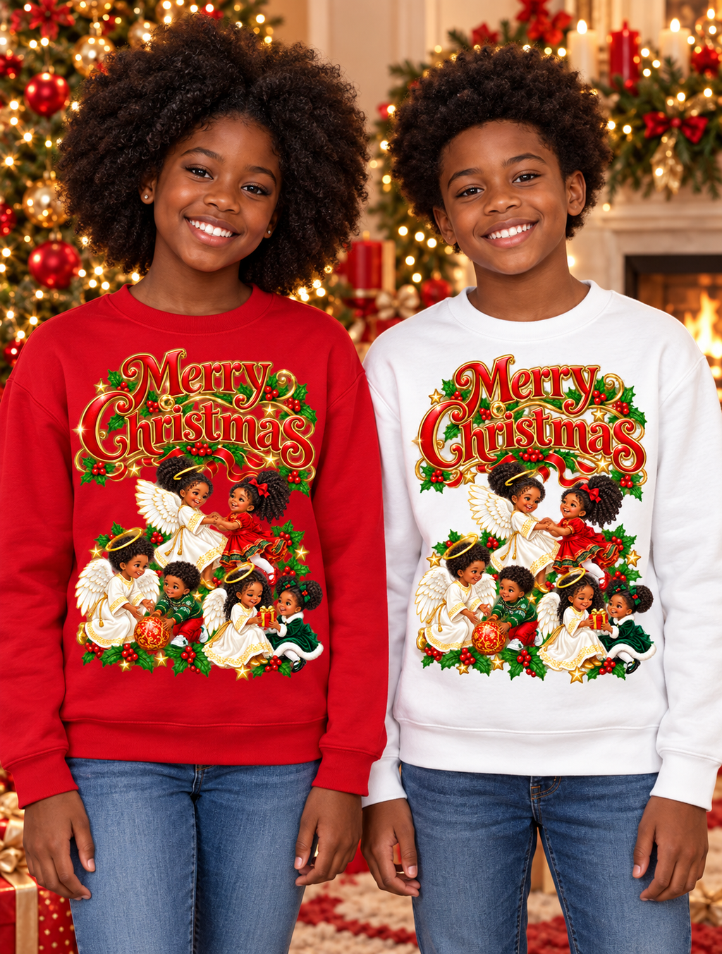 Christmas Sweatshirt — 'Merry Christmas' Vintage Children Carolers Holiday Crewneck