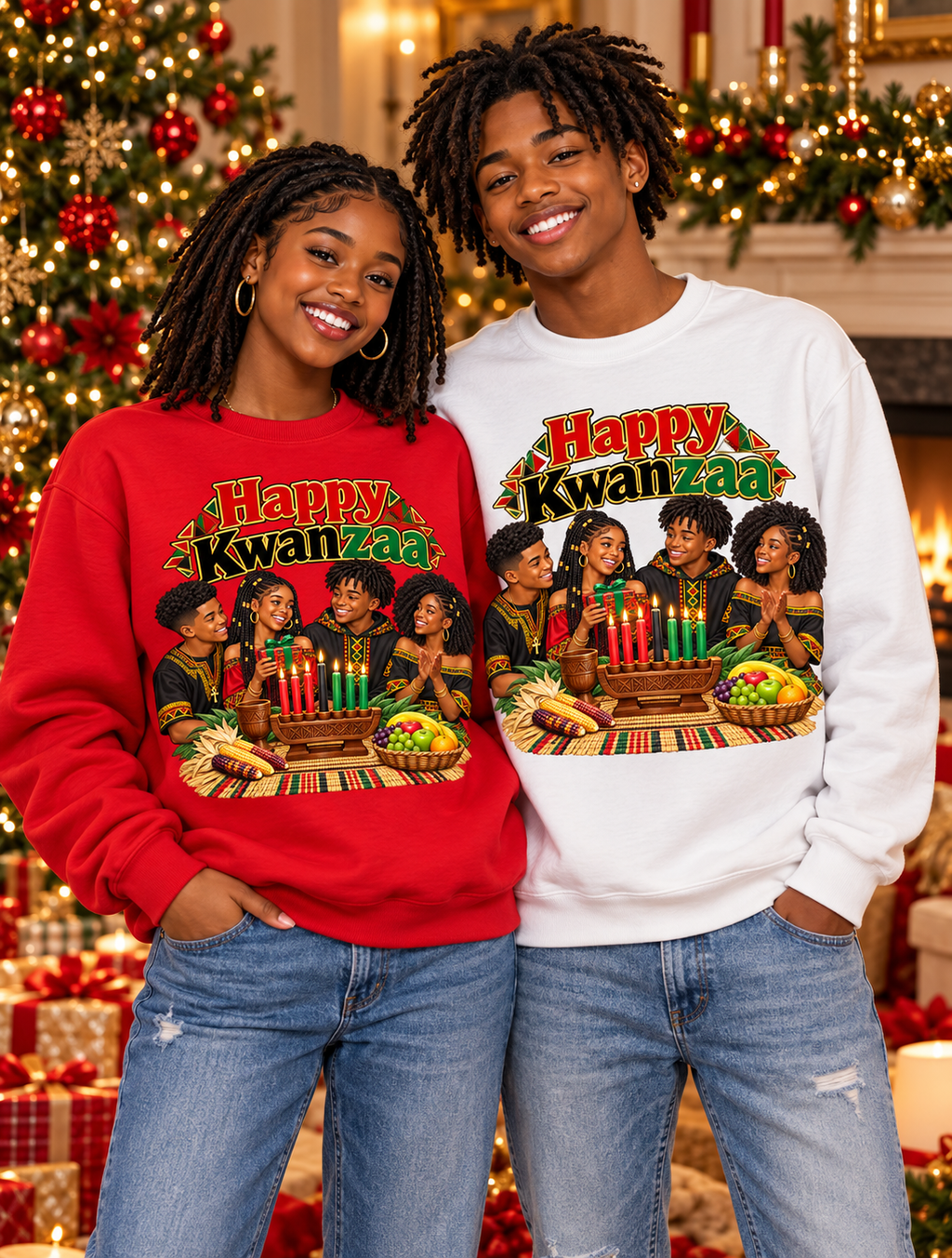 Kwanzaa Crewneck Sweatshirt – Happy Kwanzaa Family Celebration Design
