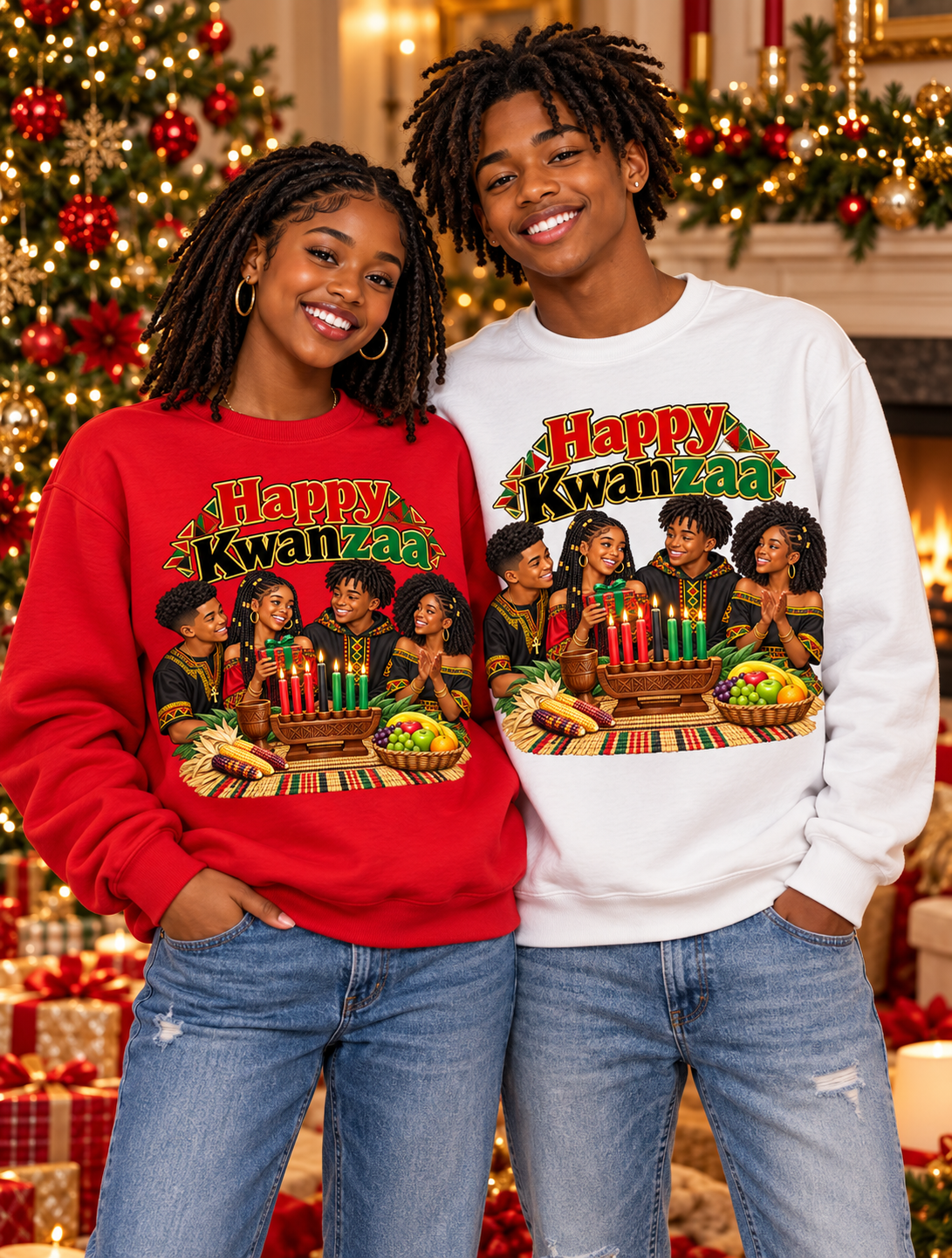 Kwanzaa Crewneck Sweatshirt – Happy Kwanzaa Family Celebration Design