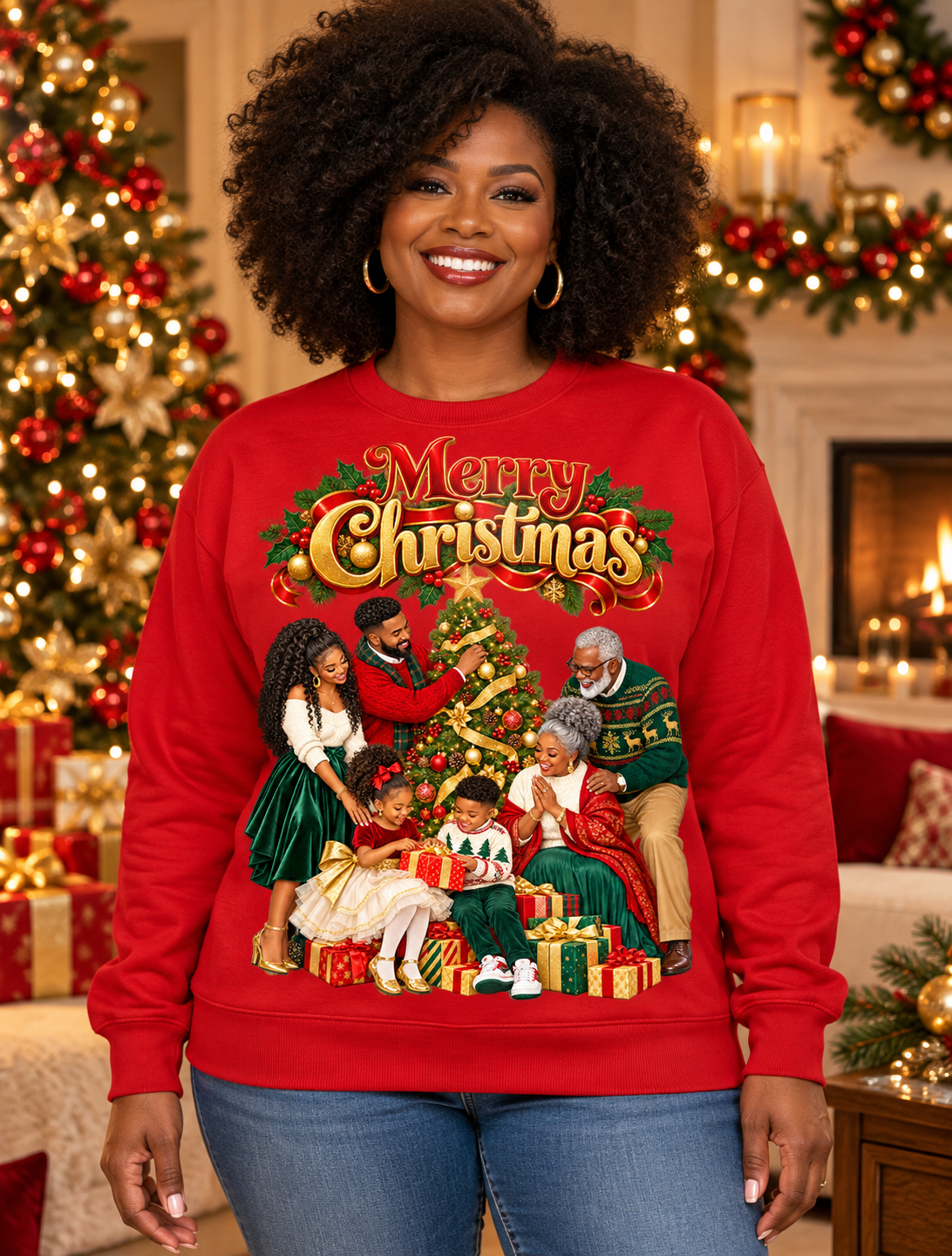 Christmas Family Crewneck Sweatshirt — "Merry Christmas" Holiday Sweatshirt